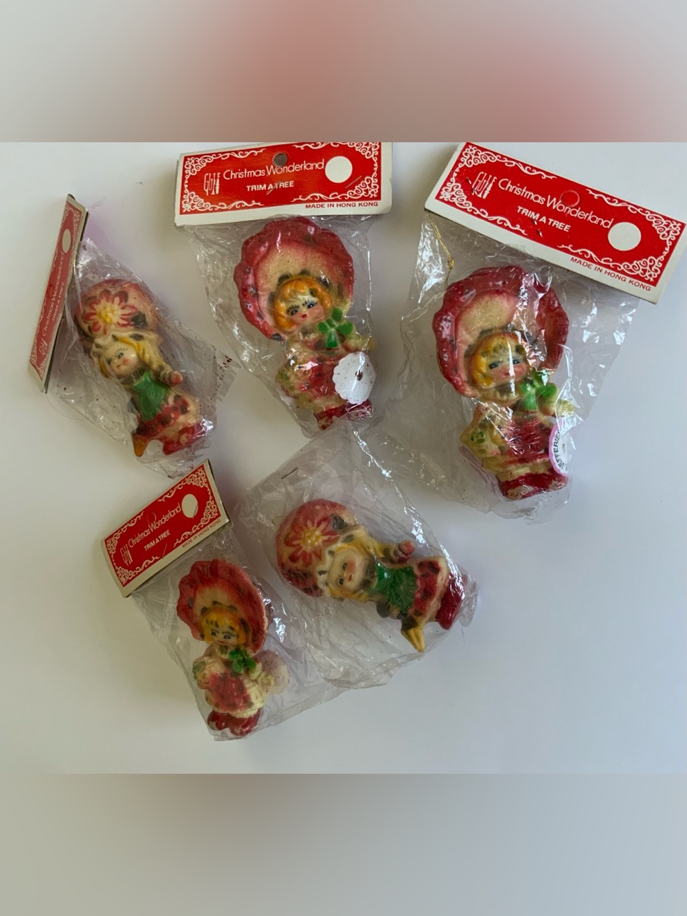 Vintage 70s Christmas Girl Ornaments